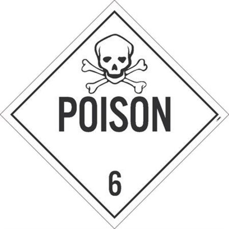 NMC Poison 6 Dot Placard Sign, Pk10, Material: Pressure Sensitive Removable Vinyl .0045 DL8PR10